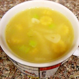 玉ねぎとヤングコーンのダシダクリームスープ